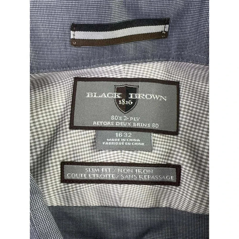 BLACK BROWN Dress Shirt Mens 16-32 Gray Egyptian Cotton Designer City‎ Office - Picture 3 of 9